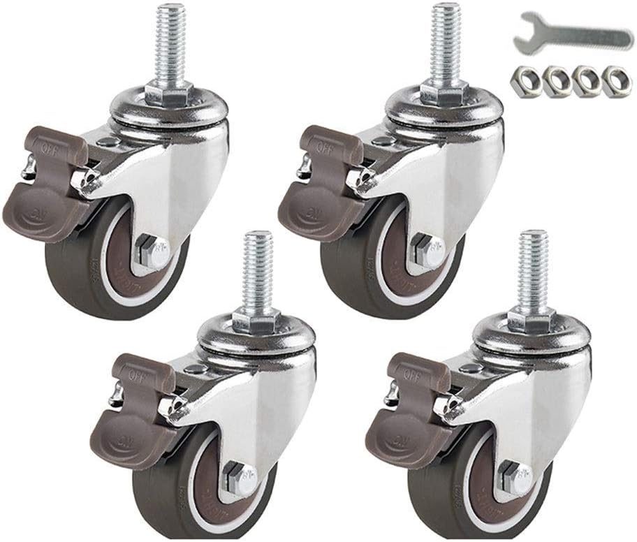 JKD 4 Castor Wheels 50mm with Screws Heavy Duty Brake Stem Casters