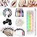 Nail Art Set, Tape Line Nail Stickers, Colored Rhinestones Decoration, 45 Sheets Nail Art Stickers, Gradient Nails Sponges for Color Fade Manicure, Dotting Marbleizing Pen for Pedicure