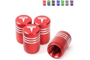 KARTONMOTOR 4PCS Premium Tire Valve Stem Caps,Aluminum Alloy Valve Stem Cap Decorative Accessory,Compatible with Tesla Model 3 Y X S,Universal for Cars,SUVs,Bike,Motorcycles,Trucks (red)