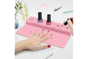 Mydrissu Nail Polish Holder, Silicone Hand Rest Mat Fingernail Painting Tools 2 in 1 Art Accessories Organizer Case Set with Anti-Spill Bottle Stand and Finger Separators for Pedicure Manicure-Pink
