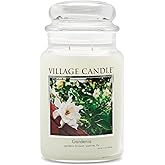 Village Candle Gardenia Large Glass Apothecary Jar Scented Candle, 21.25 oz, White