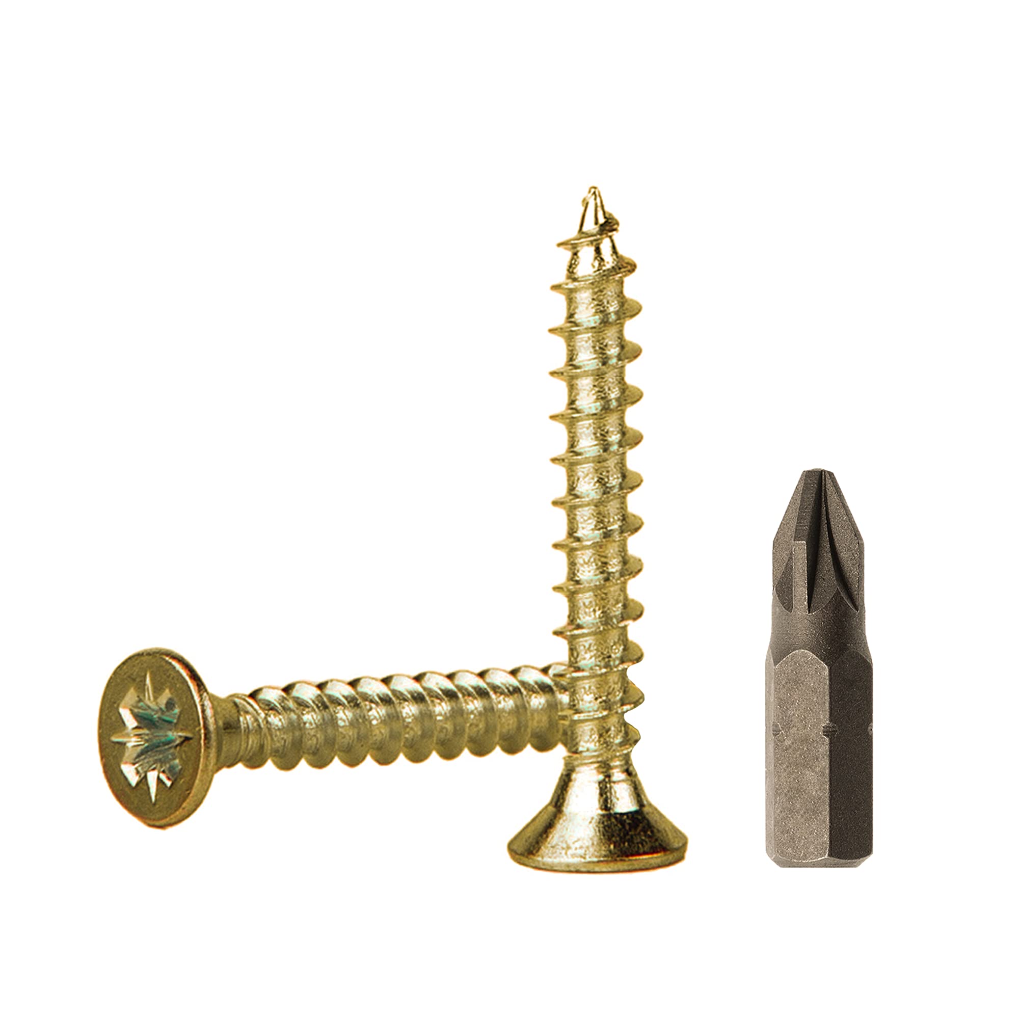 (Pack of 300 pcs) Yellow Zinc Plated Steel 6.0 x 40 mm Wood Screws, Chipboard Screws, Universal Pozi-Drive Screw, PZ Fully Threaded, Pozidriv Countersunk Head (300, 6.0 x 40 mm)