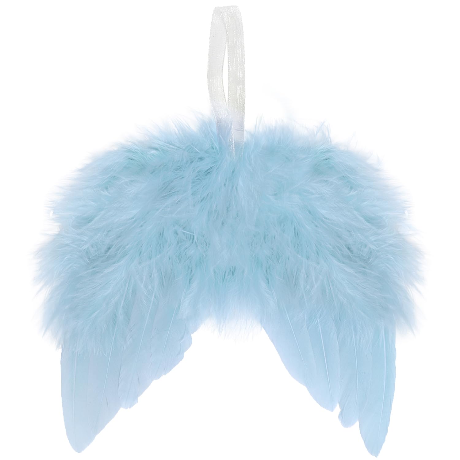 10 Pcs Angel Wings for Christmas Tree Ornament, 16×14 CM Hanging Angel Feather Wings Vintage Blue Feather for Crafts DIY Xmas Decoration Home Wedding Prop Party Decor (Blue, 10)