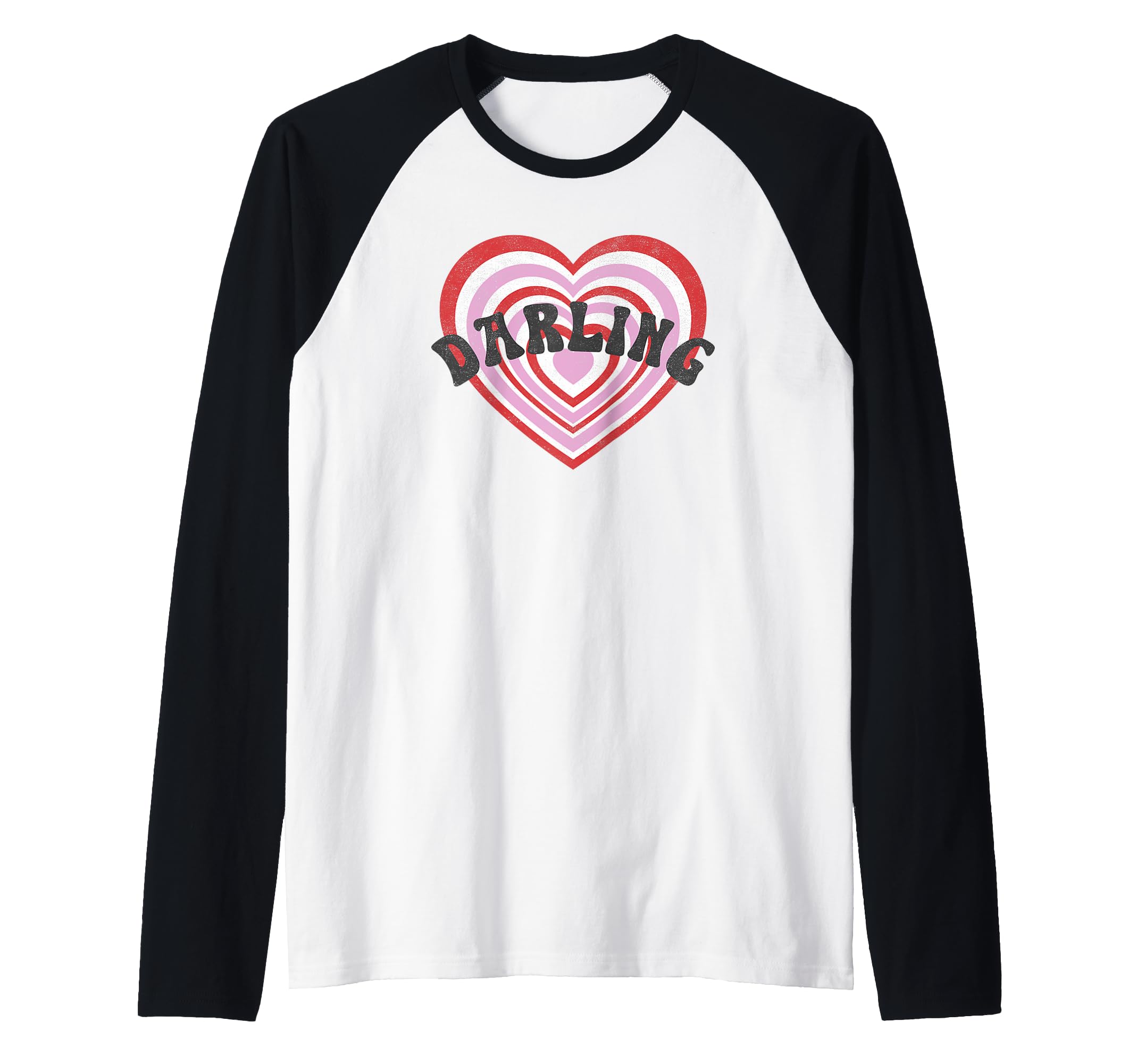 Pink And Purple Big Hearts Darling Raglan Baseball Tee