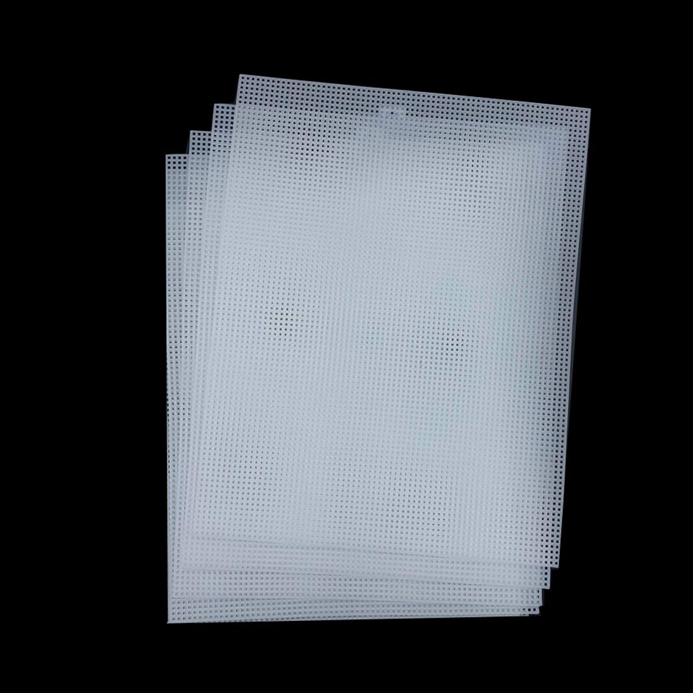 JIHUOO 4 Pcs 7 Count Plastic Mesh Canvas Sheets for Embroidery Acrylic Yarn Crafting, Knit and Crochet Projects White