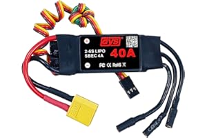 RHINOESC DYS 12A 20A 30A 40A 50A 60A 80A 100A 2-6S Brushless ESC With 5V/6A BEC With XT Bullet Plugs Electric Speed Controller for RC Fixed-Wing DIY Multi-axis Aircraft Aircraft Drone Helicopter（DYS 40A ESC)