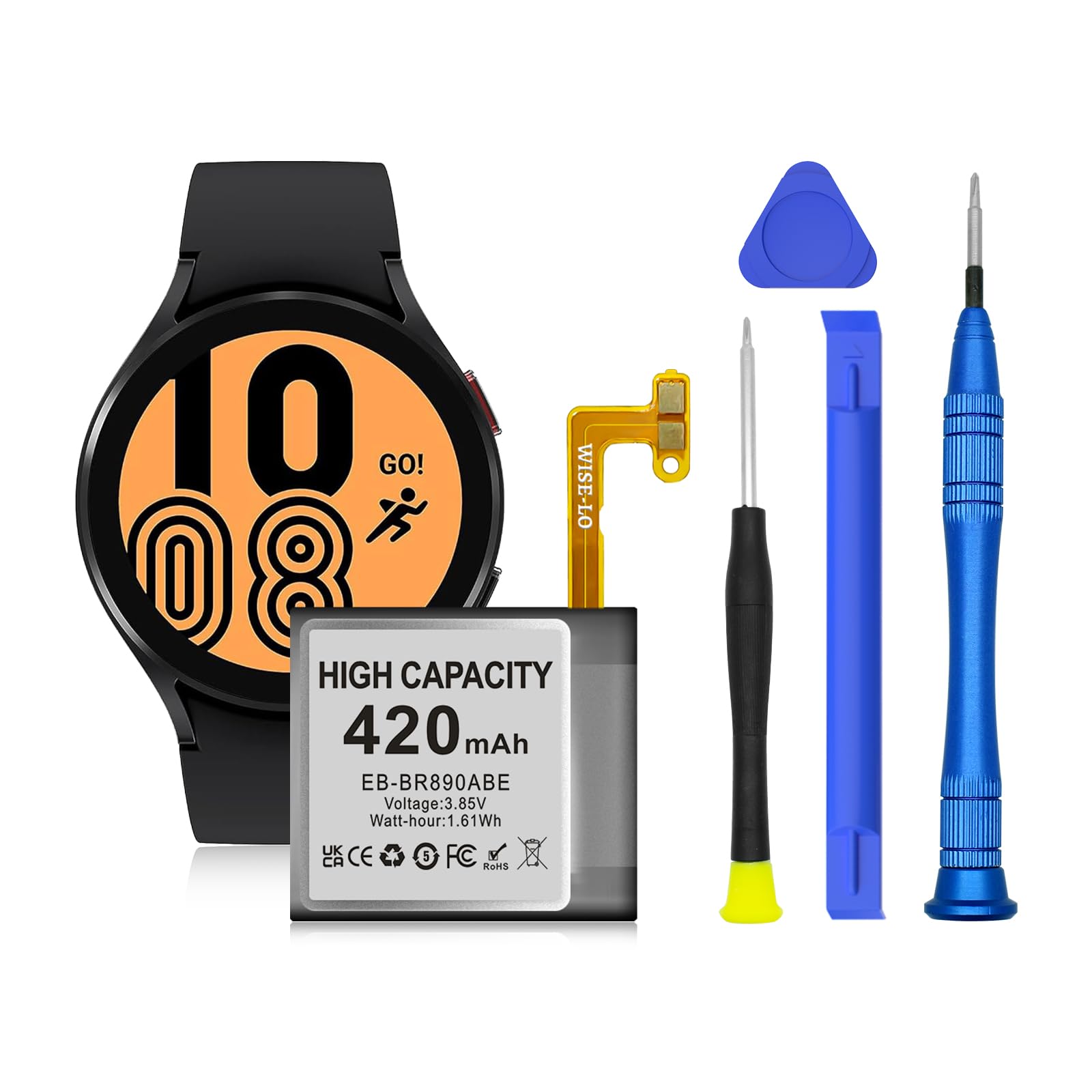 Photo 1 of OHZHAO EB-BR890ABY Replacement Battery 420mAh, 2025 Upgrade Battery for Samsung Galaxy Watch 4 Classic SM-R890 SM-R895 (46mm)/SM-R870 SM-R875 SM-R875U (44mm) with Repair Tool Kits