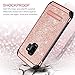Galaxy S9 Case, BENTOBEN Bling Glitter Samsung S9 Case 2 in 1 Slim Hybrid TPU Bumper Hard PC Cover Coat Sparkly Shiny Cute Faux Leather with Metal Kickstand for Girls Samsung Galaxy S9 Rose Gold/Pink