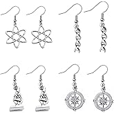MALOYANVE Microscope Dangle Earrings for Women Unique Silver Plated DNA Double Earrings Scientist Biology Chemistry Teacher Science Nerd Jewelry