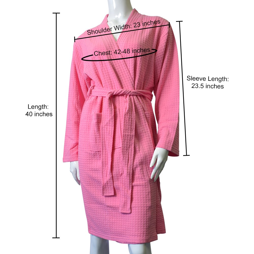 Cece Womens Robe Waffle Spa Bathrobe Lightweight Hotel Sleepwear Pink