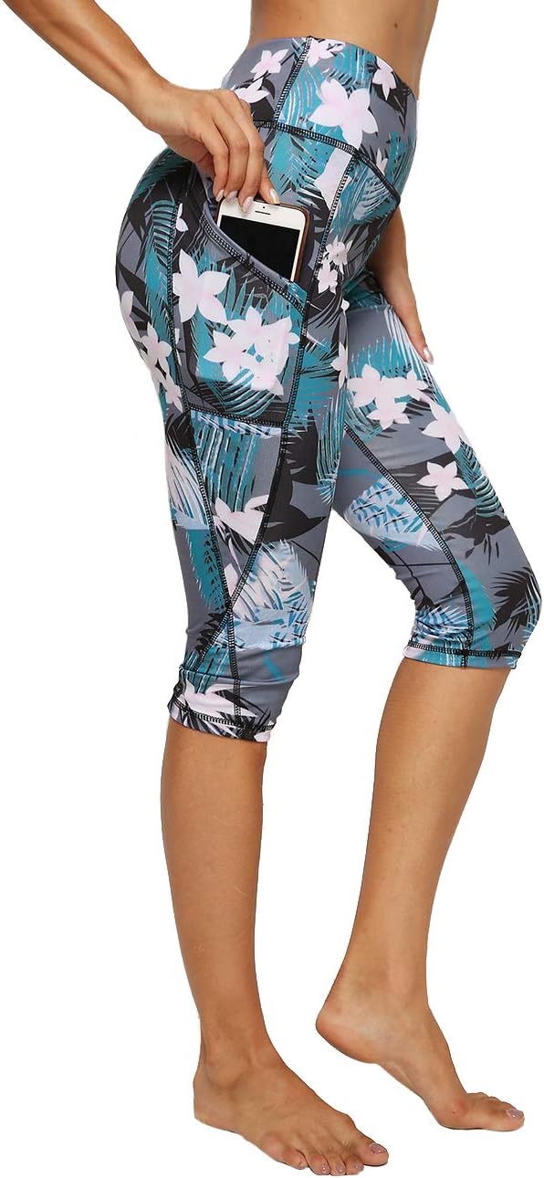 FITTOOCapri Leggings for Women High Waisted Leggings with Pockets 3/4 Length Sports Workout Gym Running Yoga Pants