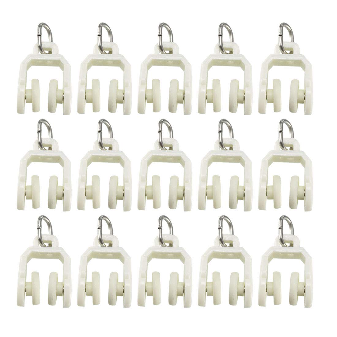 sourcing map Curtain Track Plastic Twin Wheeled Carriers Drapery Rail Sliding Glider for Windows Shower Curtain Tracks 12mm Dia 50 Pcs