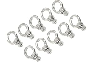 uxcell M6x12 1/4" x1/2" Stainless Steel Eye Bolts Threaded Screw Eyebolt Shoulder Ring with Nuts Washers for Lifting Hanging,