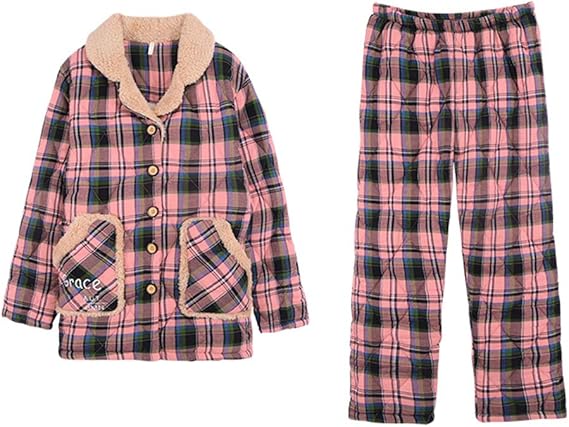 Amazon パジャマ レディース 綿100 厚手 あったか ルームウェア ニットキルト 前開き 長袖 長ズボン 上下セット 防寒 冷え対策 コットンパジャマ 部屋着 寢巻き かわいい 秋冬用 敏感肌 誕生日 プレゼント キルティング パジャマ ルームウェアセット 通販