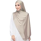 Lina & Lily Luxury Satin Hijab Head Scarf Shawl Wrap for Muslim Women Extra Long