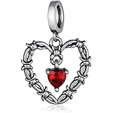 Fuguangju Gothic Barbed Wire Hearts Charms for Women Heart Charms for Bracelets Gothic Jewelry for Women
