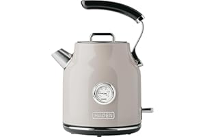 Haden Dorset 1.7 Liter Stainless Steel Electric Kettle, Hot Water Kettle with 360-Degree Base and Auto Shutoff, Putty & Chrome