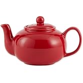 RSVP International Stoneware Teapot Collection, Microwave and Dishwasher Safe, 16 oz, Red