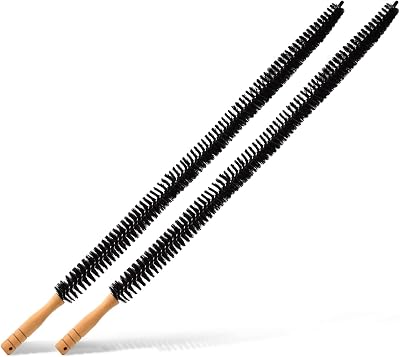 Joeji's Kitchen Radiator Cleaner Brush Set of 2 - Long Flexible Bristles Wooden