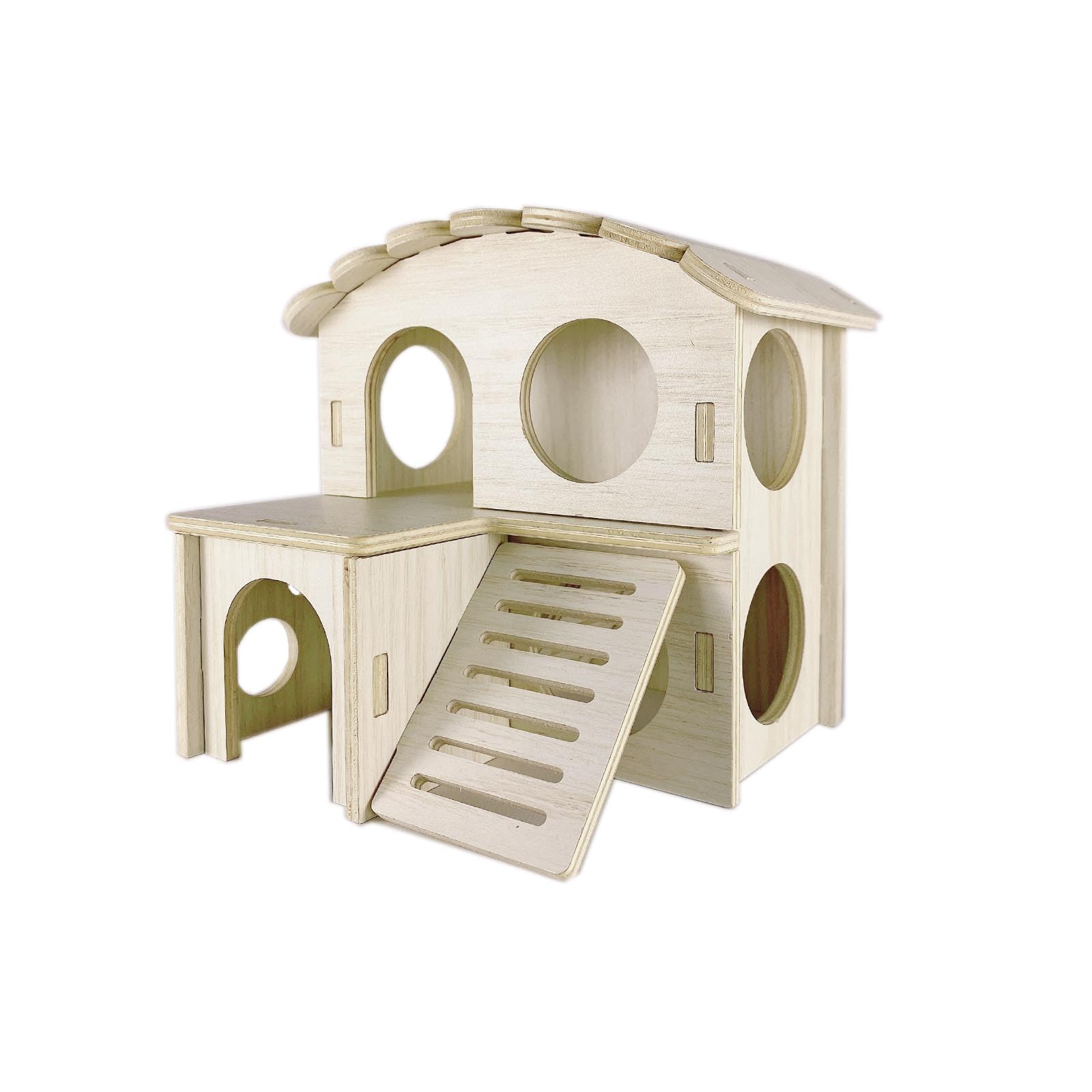 Photo 1 of Sirvarni Hamster Hideout Cage Accessories - Hamster House and Habitat Wooden Hide Hut with Climbing Ladder and Platform for Dwarf Gerbils and Mouse Mice Rat Other Small Animals etc.