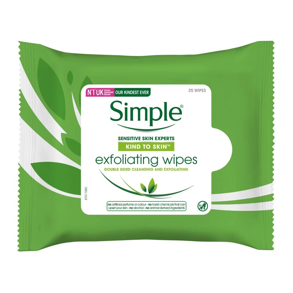 Simple Kind to Skin Exfoliating Facial Wipes 25 Pieces Pack of 6