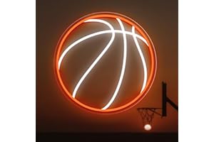 HAJAE Basketball Neon Sign, 12.6×12.6 Inch Basketball Led Neon Light, Dimmable LED Neon Signs for Wall Decor, Powered by USB Wall Decor Aesthetic, Sports Neon Signs for Room Bedroom Shop Decor