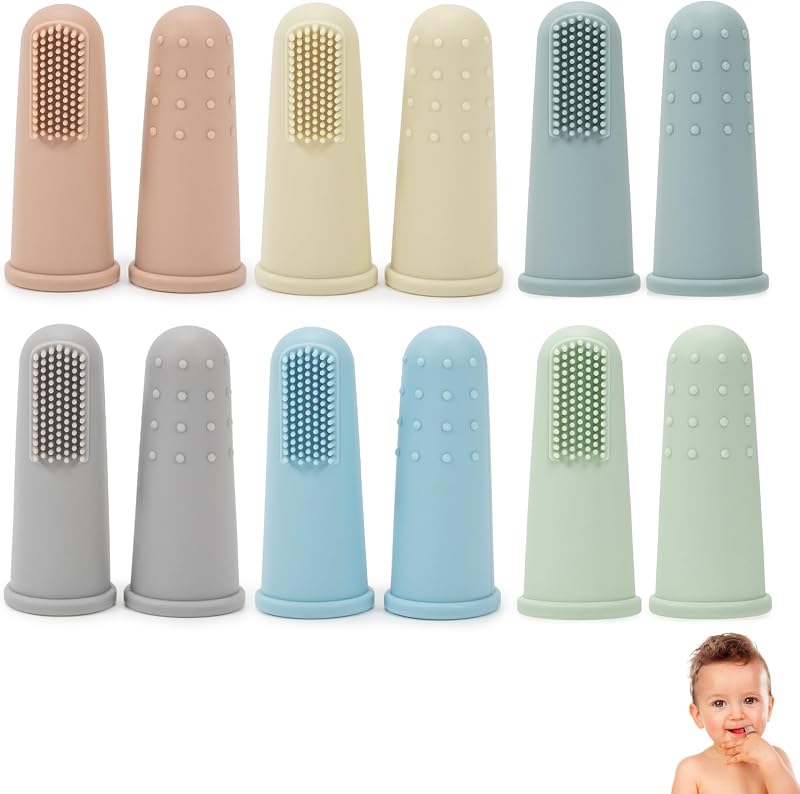 Dzpuhuojz Baby Toothbrush 0-2 Years, 12 Pack Soft Silicone Finger Brush