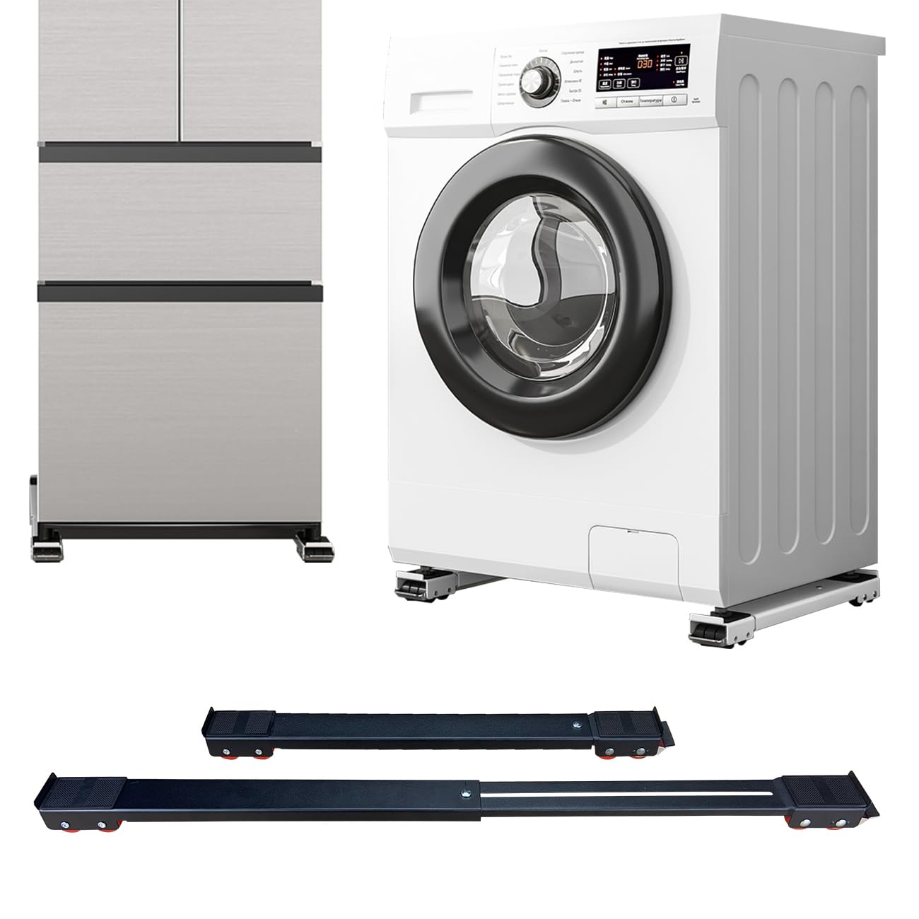 Appliance Rollers Heavy Duty,Max 32in,Second Generation Extendable Appliance Rollers Mobile Washing Machine Base Easily Move Washing Machines, Dryers, Refrigerators, Furniture (Black (Upgrade wheel))