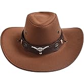 Verdusa Women's Wide Brim Cowboy Hat Western Cowgirl Hats with Belt Buckle