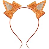 OIWLCI Animal Ears Headband, Orange Dog Ear Hair Band, Cute Halloween Headbands for Woman Man (Bow Orange)
