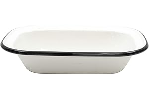 Tablecraft 80014 Enamelware Serving Pan 9 1/2" L x 7" W x 2" H White