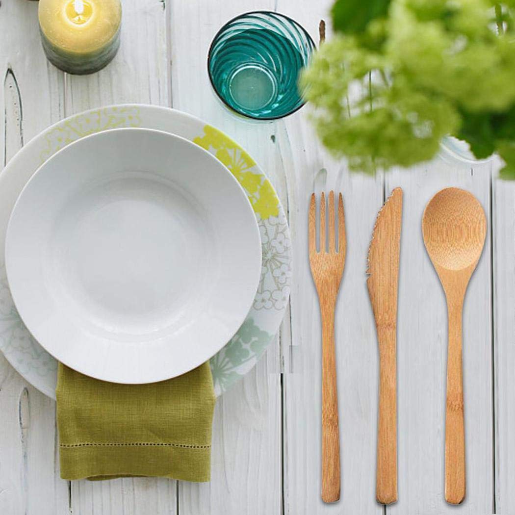 yiyioi 8pcs Portable Home Bamboo Cutlery Set Outdoor Tableware Set Mixed Cutlery Sets