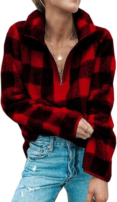 plaid sherpa pullover