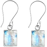 DEVMUKTI 925 Sterling Silver Designer Earrings, Natural Rainbow Moonstone Gemstone Earrings, Chakra Healing Crystals, Handmade Dangling Jewelry, June Birthstone, Birthday Gift for Women