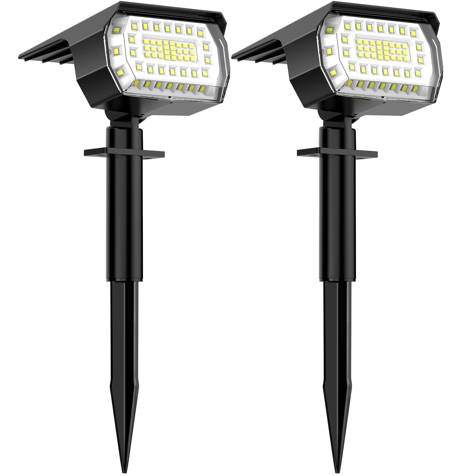 WELALO 57 LED Solar Landscape Spotlights, 2-in-1 Waterproof Solar Powered Garden Lights, 6500K 800LM 3 Brightness Modes Solar Spot Lights Outdoor for Garden, Dusk to Dawn (Cool White, 2 Pack)