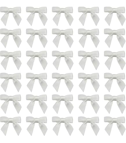 150-Pack Mini Satin Ribbon Bows - 1 Inch White Premade Craft Bows For DIY, Gift Wrapping, Hair Clips