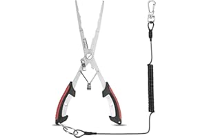 pullther fishing Needle Nose Pliers Fishing,Fishing Pliers Hook Remover,Durable Nonslip Grip,Braid Cutter Rustproof Fishing Multitool for Saltwater Freshwater,Stainless Steel Fishing Pliers