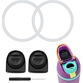 2pcs Rubber Bottle O Seal Ring & 2pcs Replacement Stopper for Owala FreeSip 24oz 32oz, BPA-Free Silicone Water Bottle Top Lid Mouth Parts for Owala 16/19/24/32/40oz Cap Gasket Plug Accessories(Black)