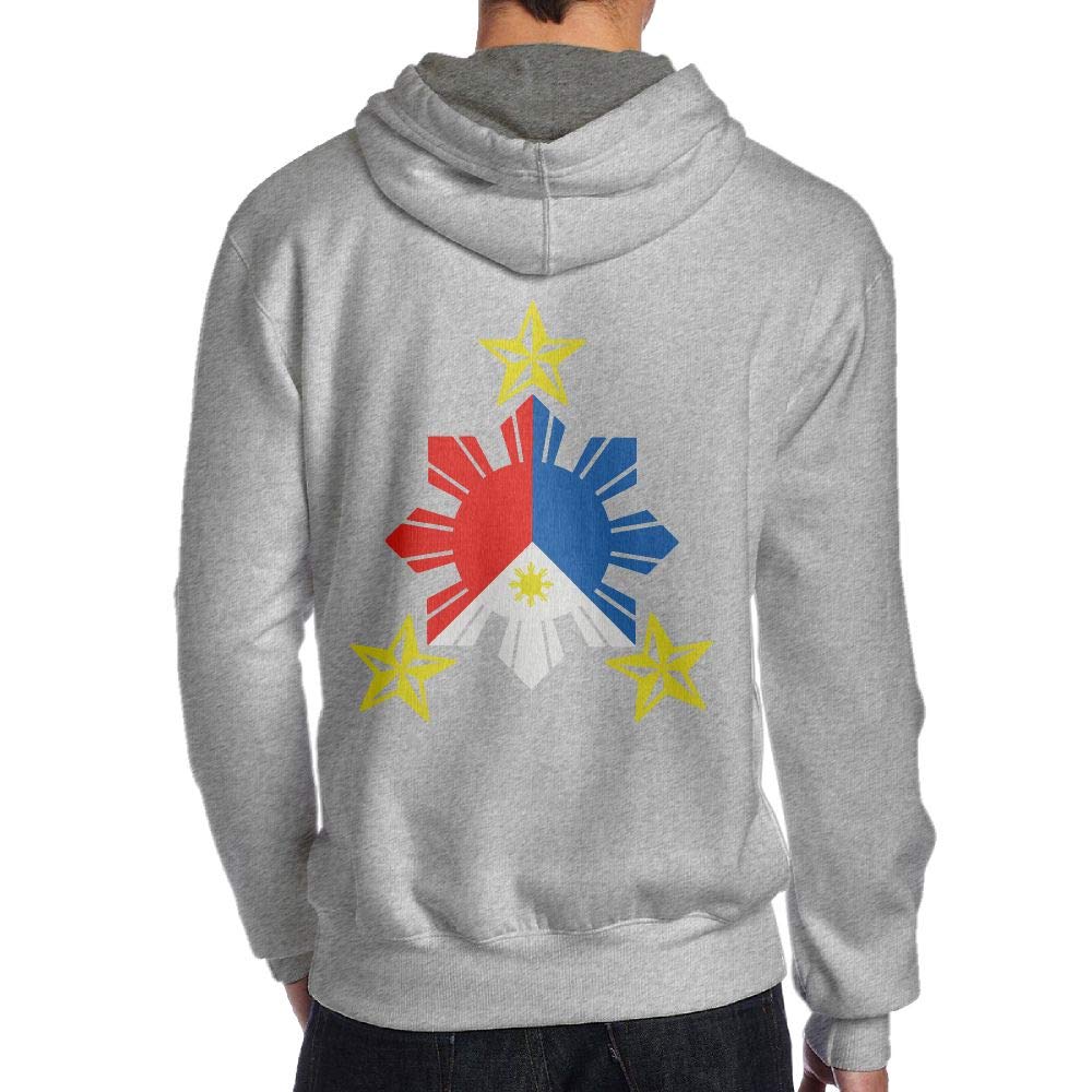 Men Tribal Philippines Filipino Sun and Stars Flag Back Print Long Sleeve  Hoody for Men foretadrenaline.com