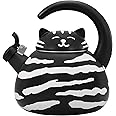 Whistling Tea Kettle for Stove Top Enamel on Steel Teakettle, Supreme Housewares Black Cat Design Teapot Water Kettle Cute Kitchen Accessories Teteras (2.1 Quart, Black Cat)