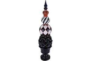 Haunted Hill Farm Pedestal Topiary Halloween Decoration, 4-Ft. Tall in Carved Urn, Weather Resistant Halloween Decorations Outdoor and Indoor Use, Spooky Halloween Decor, Black, Orange, and White