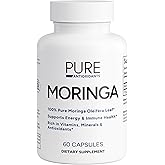Pure Antioxidants Moringa Pure - 60 Capsules - Plant-Based Superfood – Non-GMO, Gluten-Free, Vegan-Friendly - USA Made