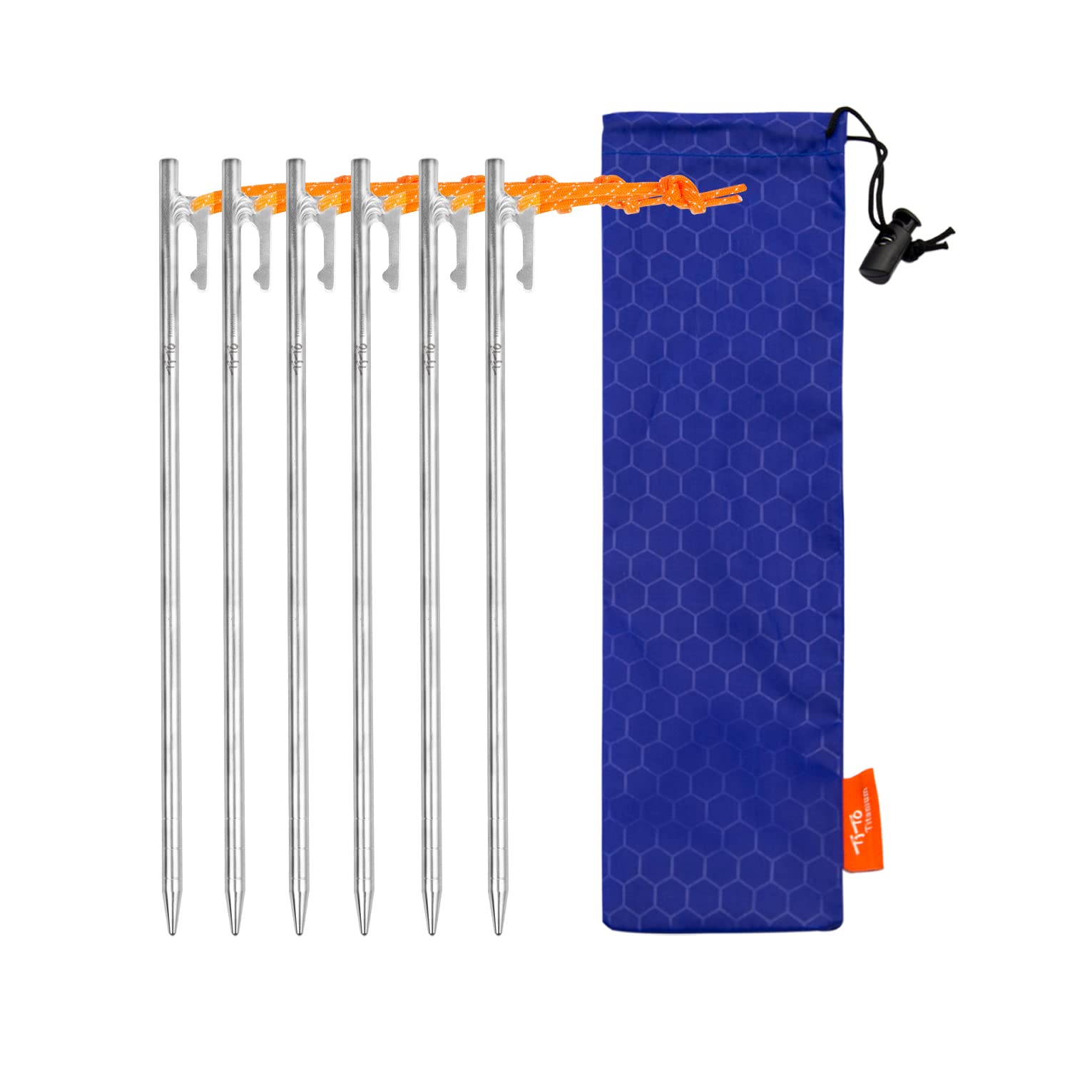 TITO High Strength Titanium alloy tent stakes Tent pegs nail pegs for canopy camping tent (Pack of 6pcs, 8×300mm)