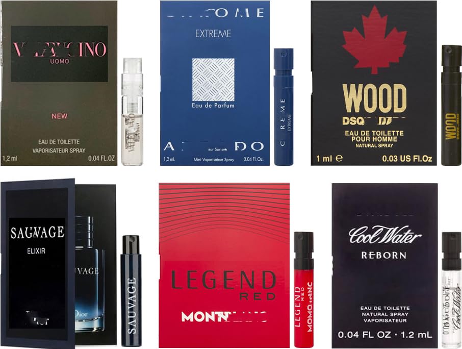 JRoBeauty Men's Popular Designer Fragrance Sampler (6 count) - Lot of Cologne Sample Vials