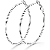 KeyStyle Gold Hoop Earrings for Women, Stainless Steel Hoops Earring Lightweight Loops, 2 mm Thick Hypoallergenic Circle Endless Thin Hoop (30 mm,50 mm,70 mm,100 mm)