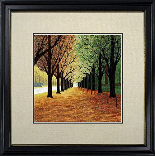 King Silk Art 100% Handmade Embroidery Multiple Framed The Golden Tree Path In Autumn Oriental Wall Hanging Art Asian Decoration Tapestry Artwork Picture Gifts 37033WFB3