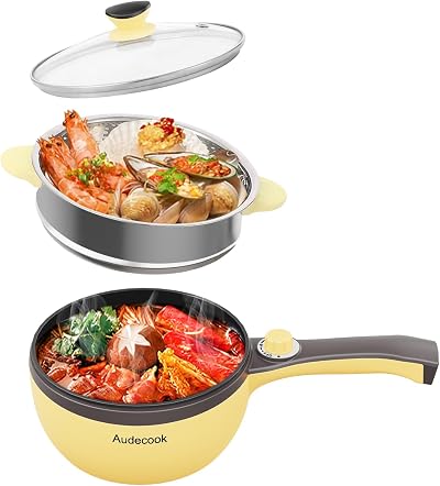 Audecook 1.5L Electric Hot Pot Nonstick Skillet with Temperature Control