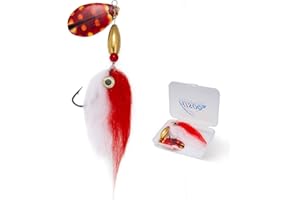 HISOO FISHING LURES Pike Musky Walleye Fishing Lure Spinnerbait with Feathered Hooks Rooster Tail Fishing Lures Spoon Lures Baits with Tackle Box