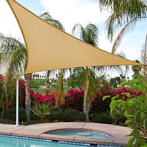 UPGRADE 15'x15'x21' Sun Shade Sail Triangle Sand Outdoor UV Block Sail Shades for Patios Yard Backyard Pergola Garden
