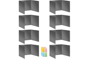 UBENIC Gray 8-Pack Desk Dividers for Students, Durable Plastic Study Carrel Dividers, Easy to Clean, Privacy Classroom Shield Folder Boards for Student Desk